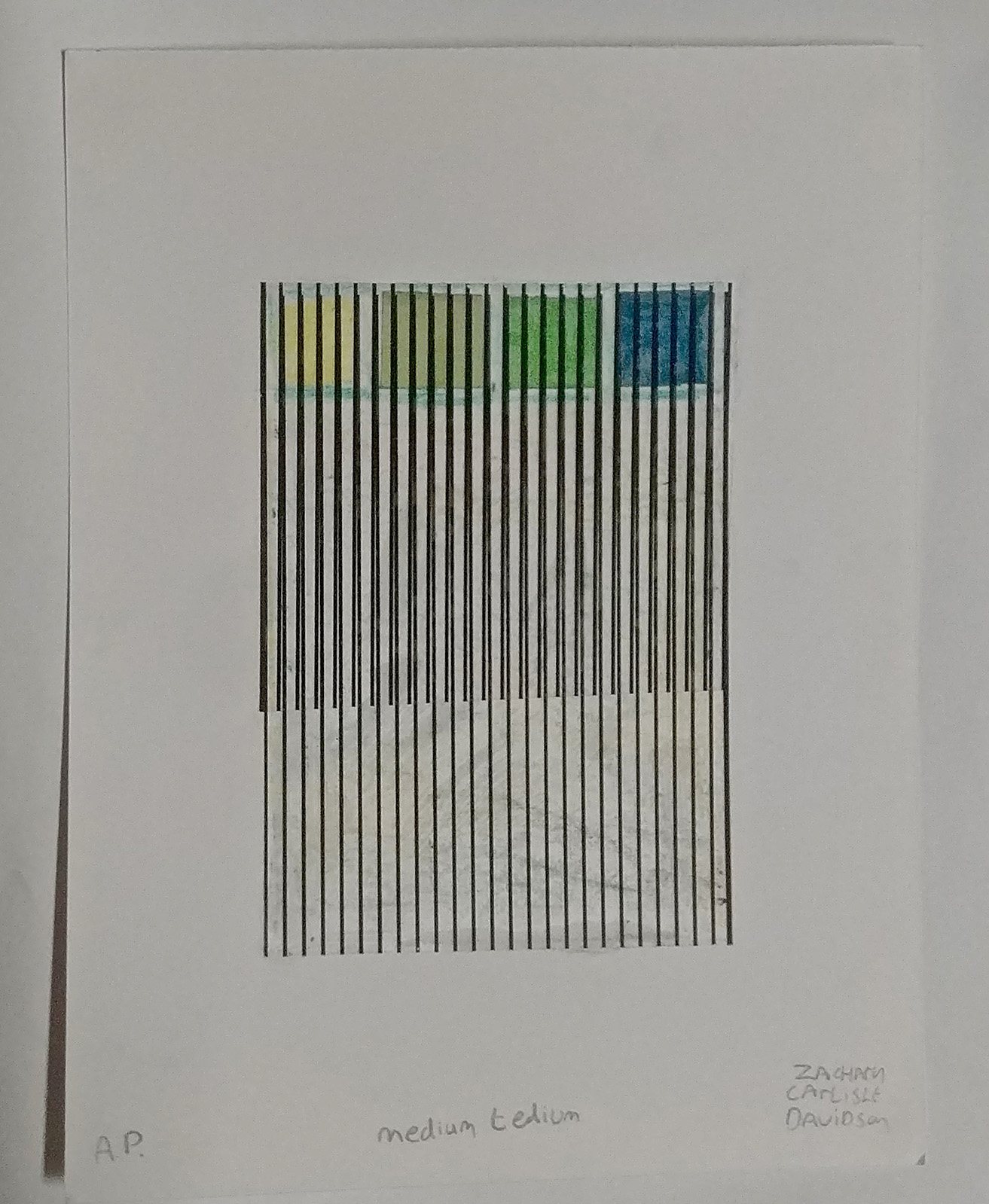 “Medium tedium” by Zachary Carlisle Davidson, unframed Crayon & Chine Collé
